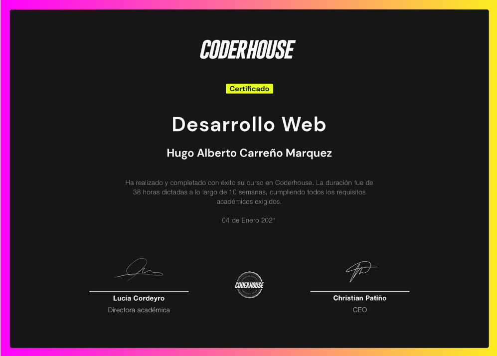 Certificado Desarrollo Web
