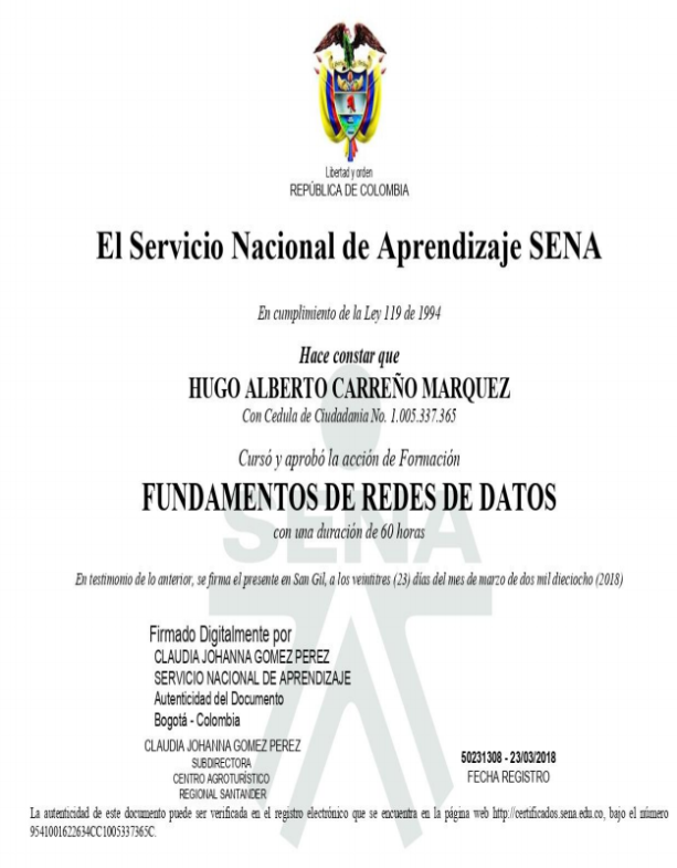 Certificado SENA